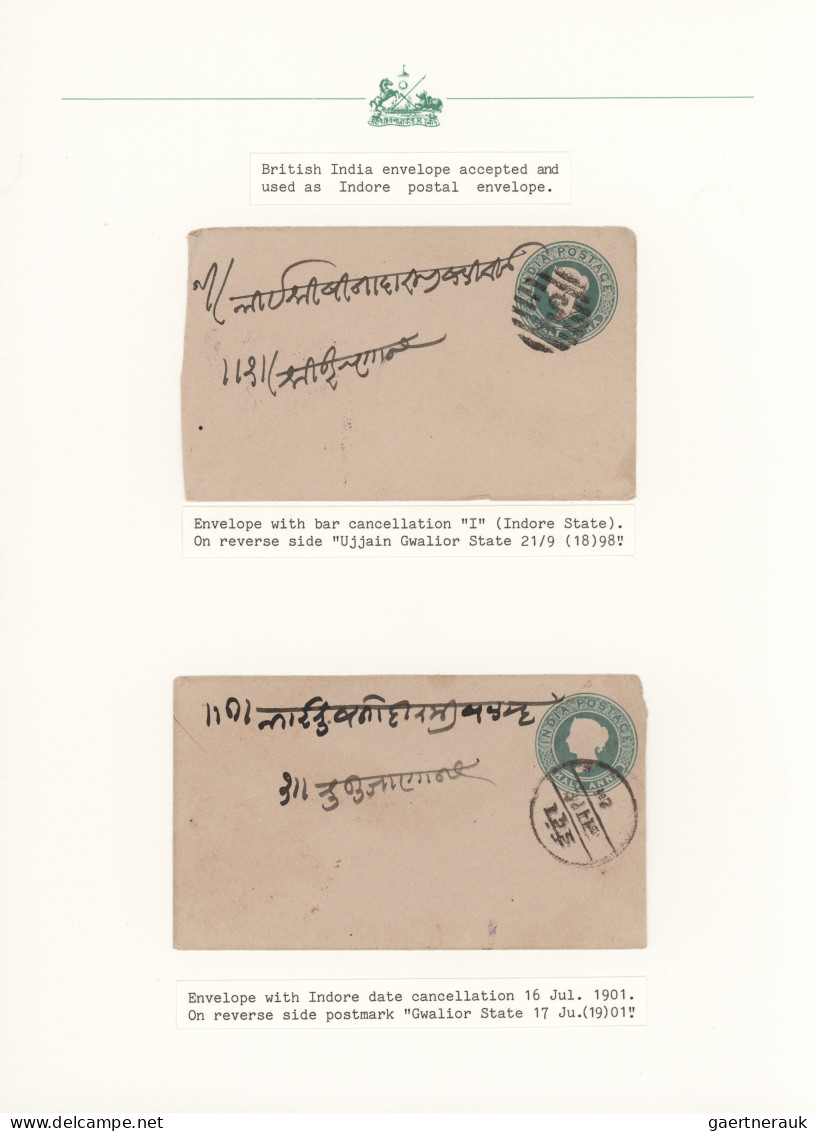 Indore: 1894/1930 (ca.), collection of 31 entires, arranged on written up album