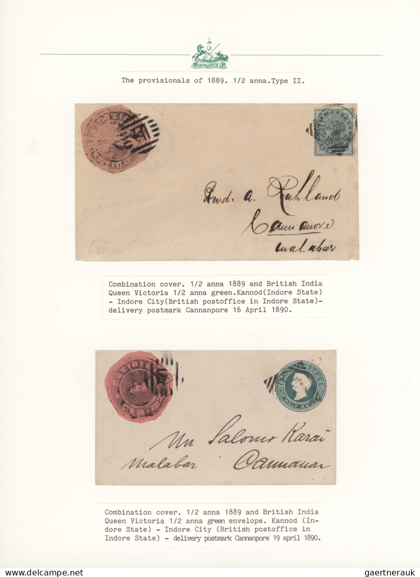 Indore: 1889, Handstamped Provisional Issue, Type II, Assortment Of Four Covers - Otros & Sin Clasificación