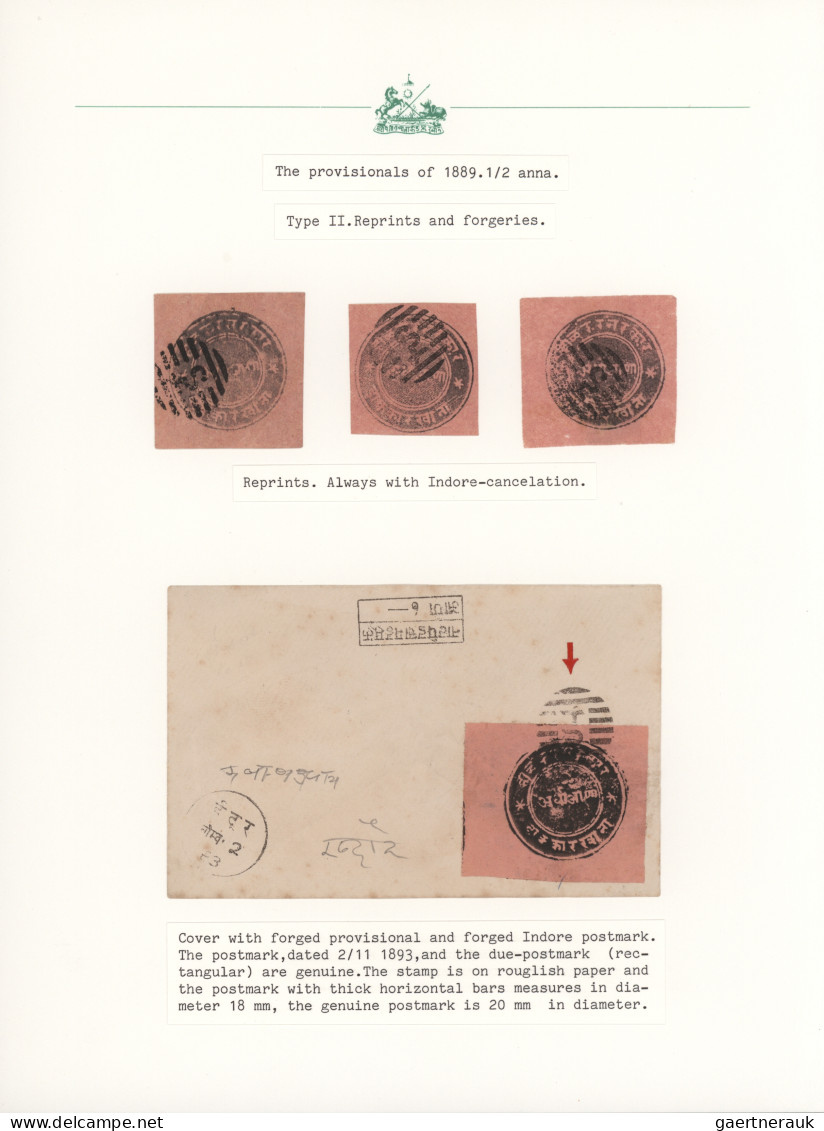 Indore: 1889, Handstamped Provisional Issue, Type II, Assortment Of Four Covers - Sonstige & Ohne Zuordnung