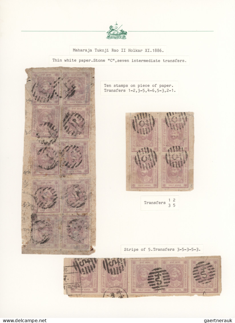 Indore: 1886, Definitive "Maharaja Tukoji Rao Holkar II", specialised collection
