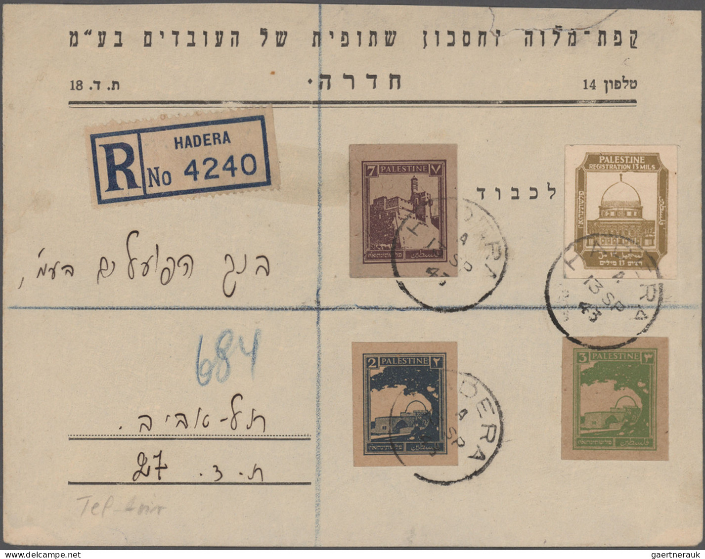 Israel: 1943/1953, Palestine+early Israel, lot of ten covers/cards incl. Palesti