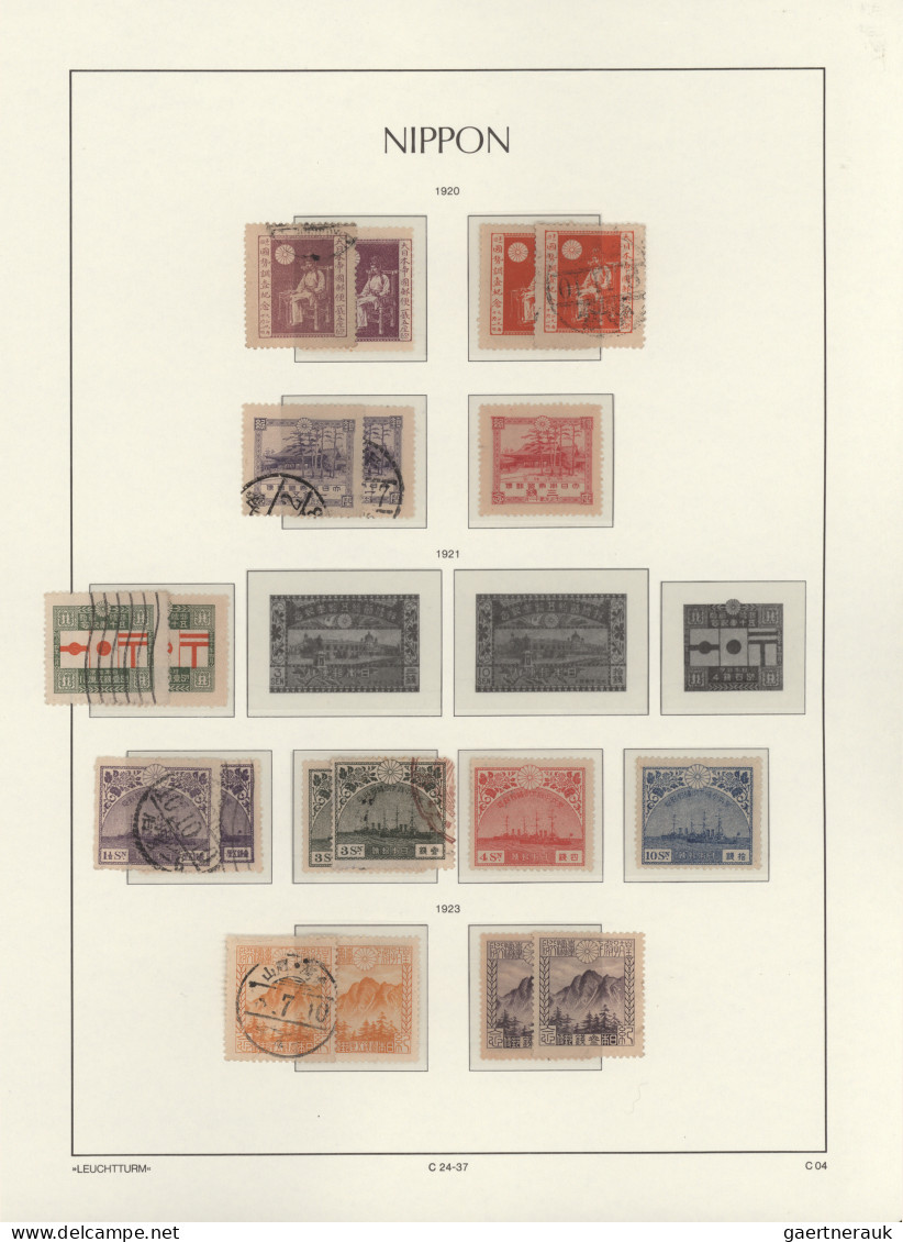 Japan: 1871-1940 Ca.: Collection Of Mostly Used Stamps And Few Mint Souvenir She - Autres & Non Classés