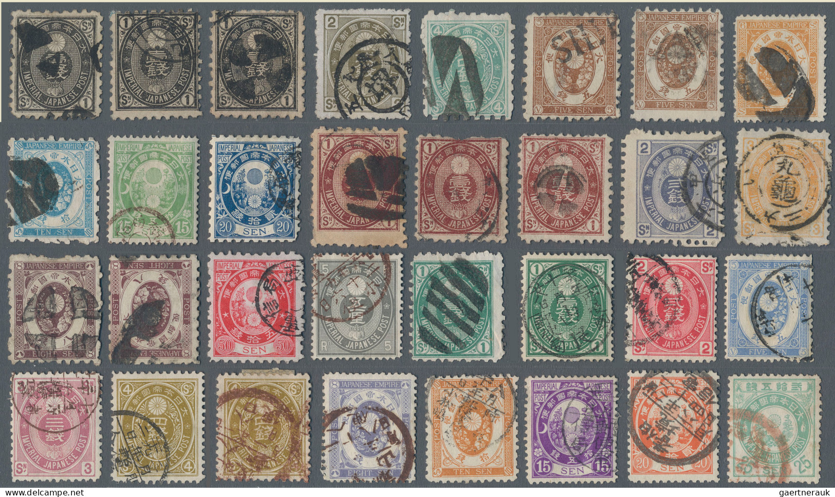 Japan: 1872/1914, Used Oldtime Collection On Stockcards, Mostly Signed Gebr. Sen - Otros & Sin Clasificación