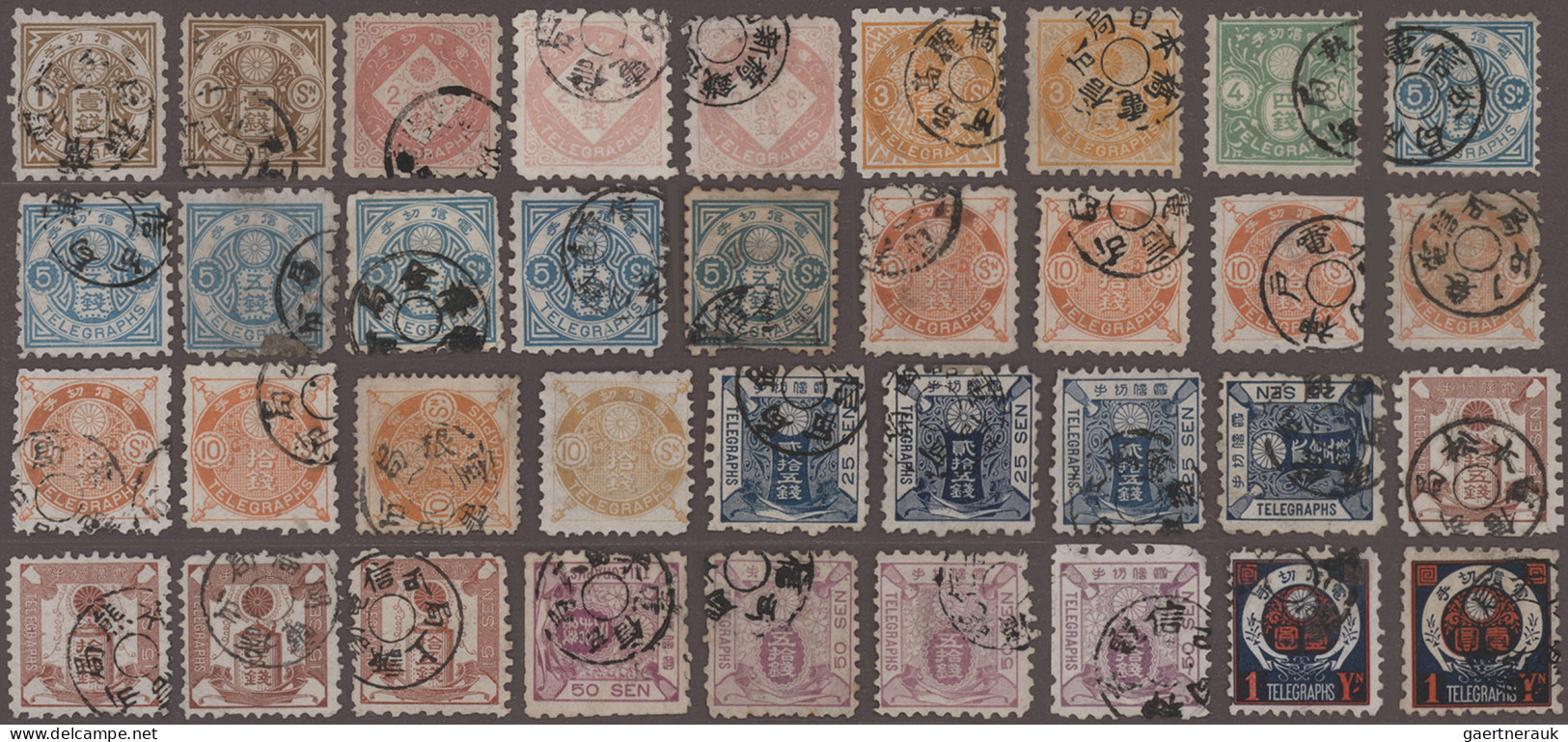 Japan: 1872/1945, Used Stock Of Definitives On 45 Stockcards, Some Already With - Otros & Sin Clasificación