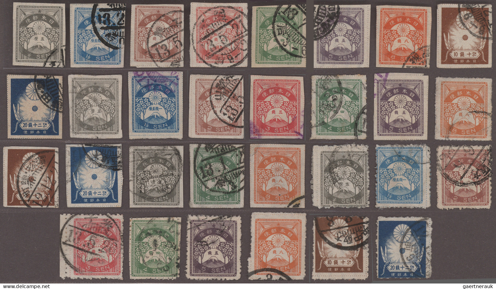 Japan: 1872/1945, Used Stock Of Definitives On 45 Stockcards, Some Already With - Otros & Sin Clasificación