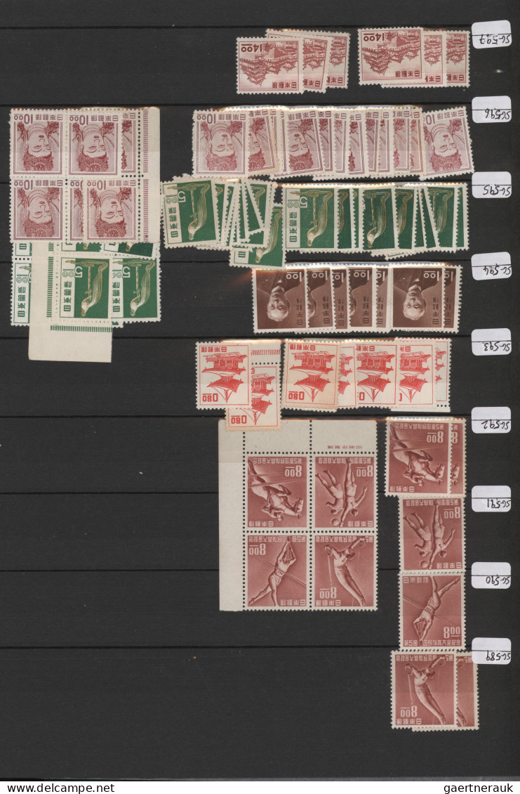 Japan: 1946/1960, dealers stockbook of only stamps unused (mainly MNH, some moun