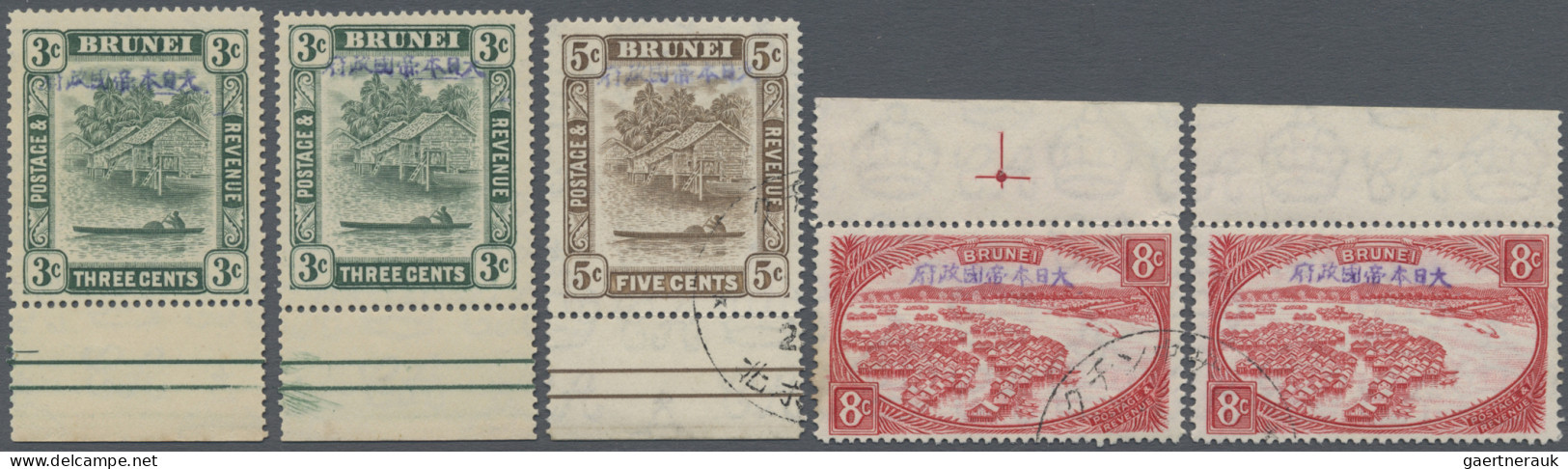 Japanense Occupation Of North Borneo: 1942, Brunei, Group On Stockcards Inc. 2 C - Bornéo Du Nord (...-1963)