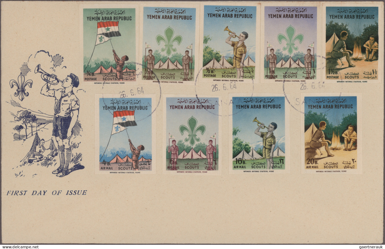 Yemen: 1962/1986, Covers (5, Inc. 1975, 278 F. Surcharged Single Frank To Air Ma - Jemen
