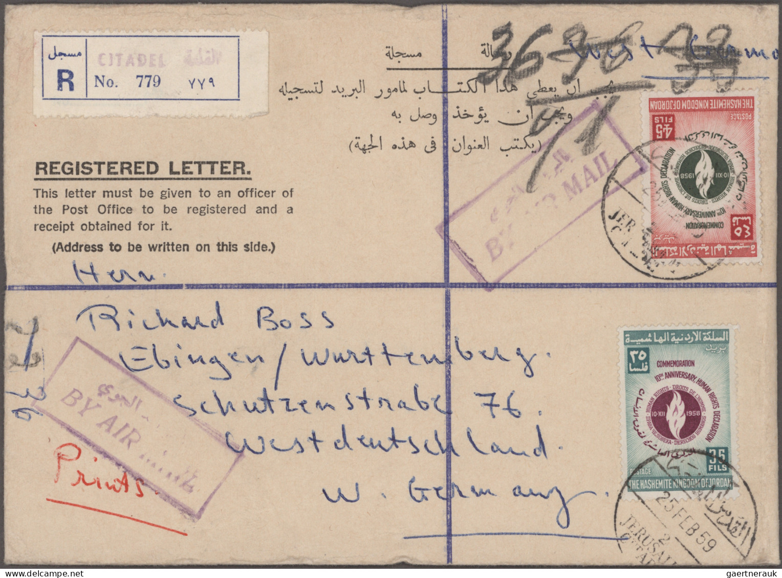 Jordan: 1954/1989, Holding Of Apprx. 200 Covers/cards, Mainly Correspondence To - Jordanië