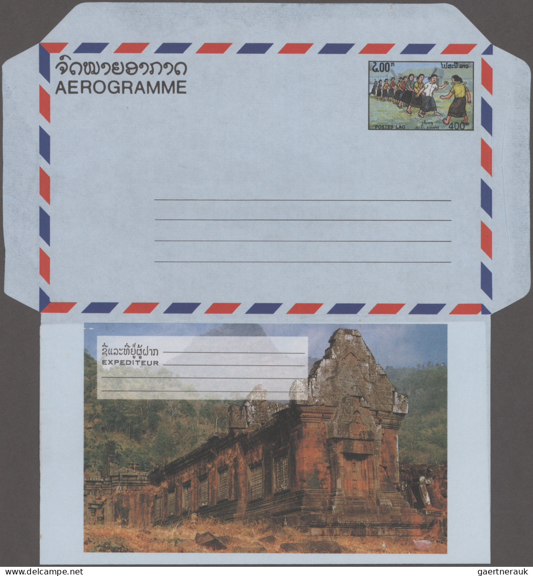 Cambodia & Laos: 1971/2002, Laos+Cambodia, collection to 17 air letter sheets un