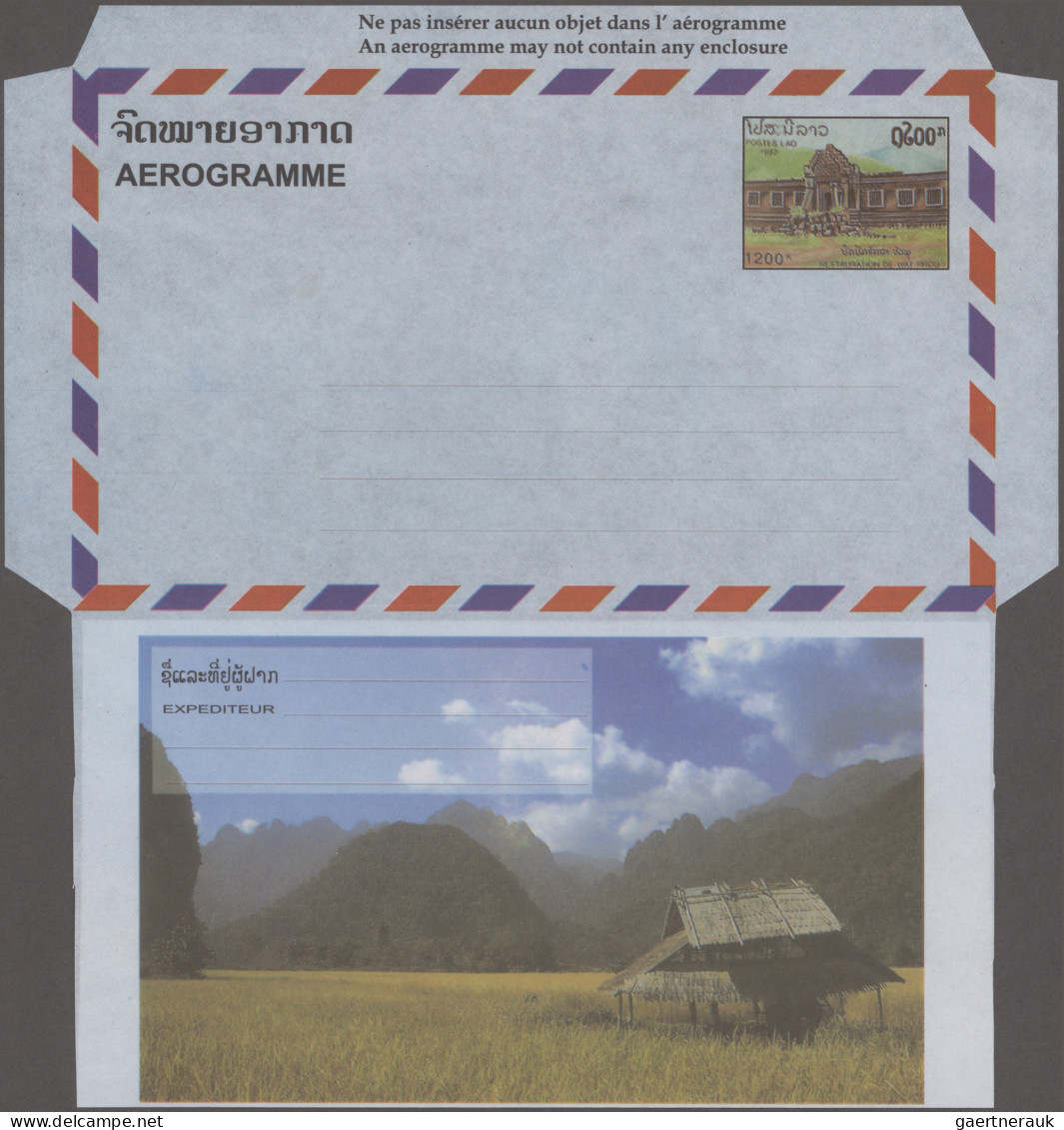 Cambodia & Laos: 1971/2002, Laos+Cambodia, collection to 17 air letter sheets un