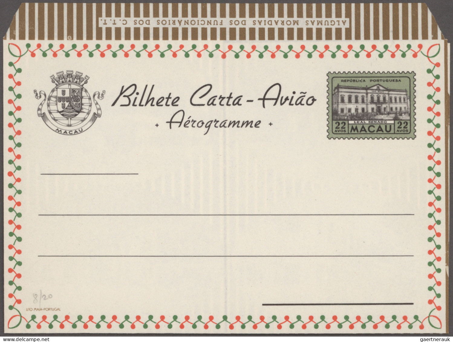 Macau - Postal Stationery: 1951/1999 (ca.), Collection Of 32 Air Letter Sheets, - Postal Stationery