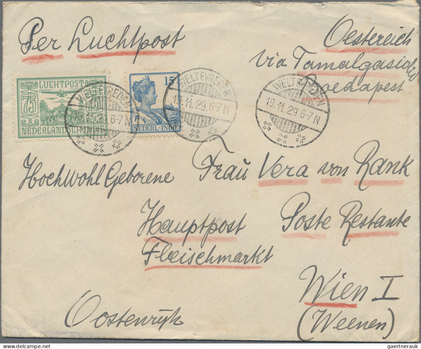 Dutch India: 1922-32: Group of 11 covers to Austria, with a wide range of postma