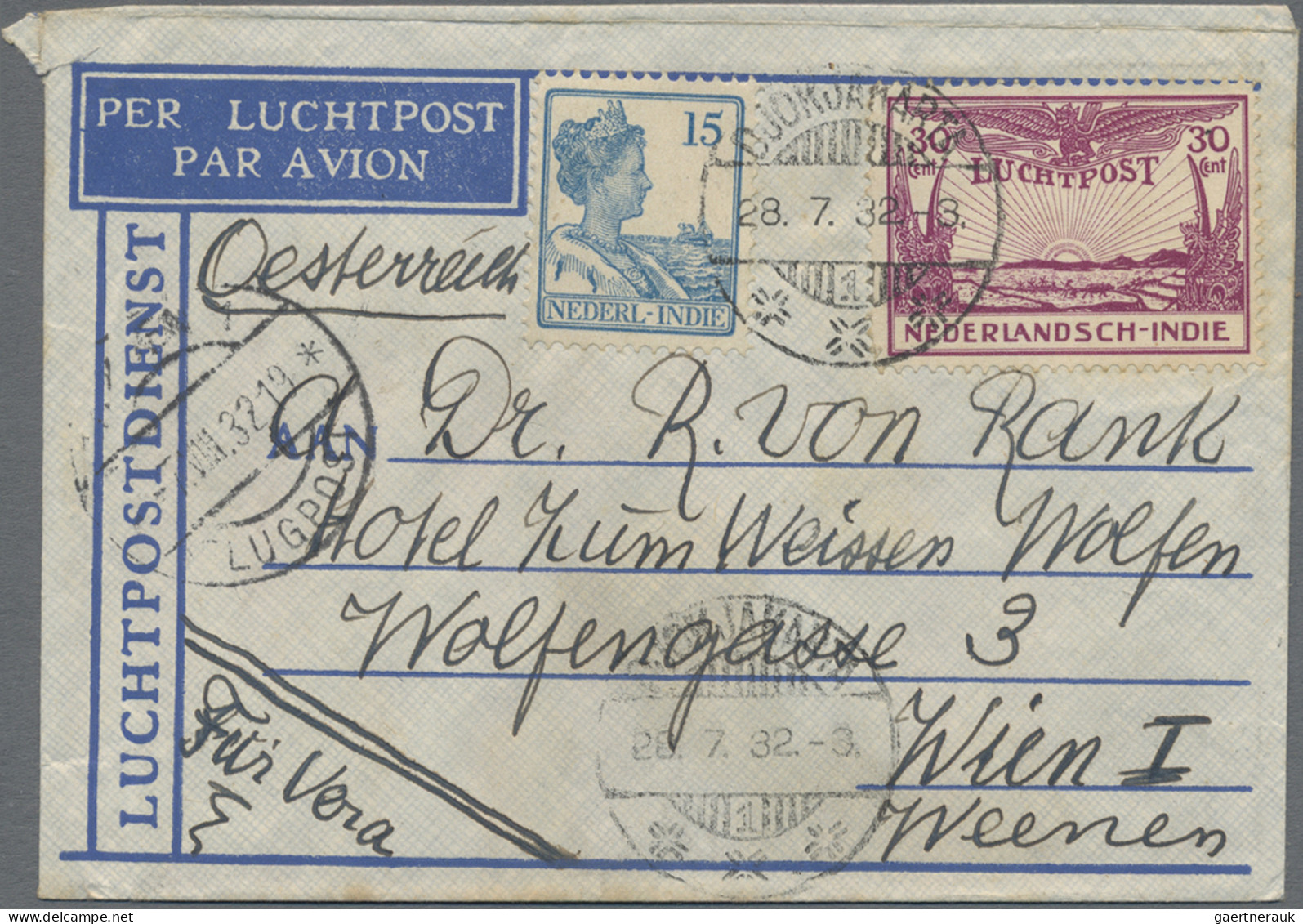 Dutch India: 1922-32: Group of 11 covers to Austria, with a wide range of postma