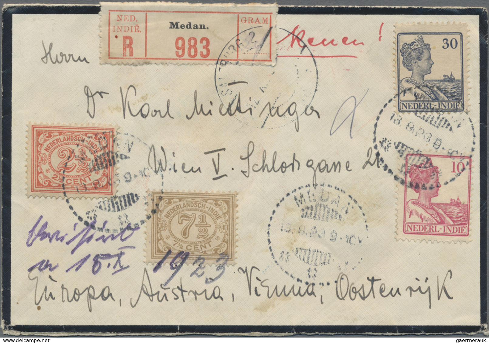 Dutch India: 1922-32: Group of 11 covers to Austria, with a wide range of postma