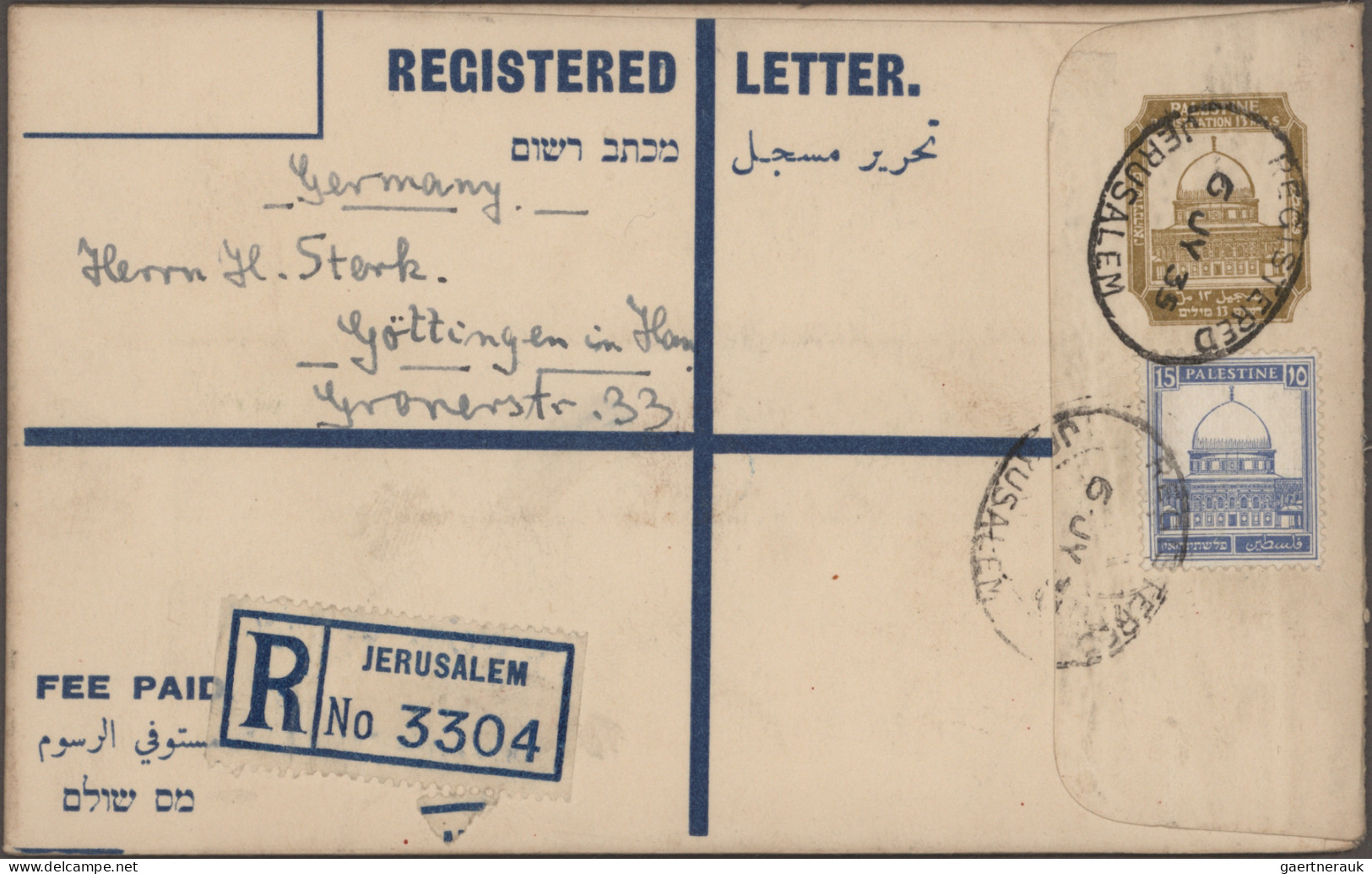 Palestine: 1933/1947, Lot Von 19 Briefen, Karten Und Ganzsachen Aus Palästina Na - Palestina