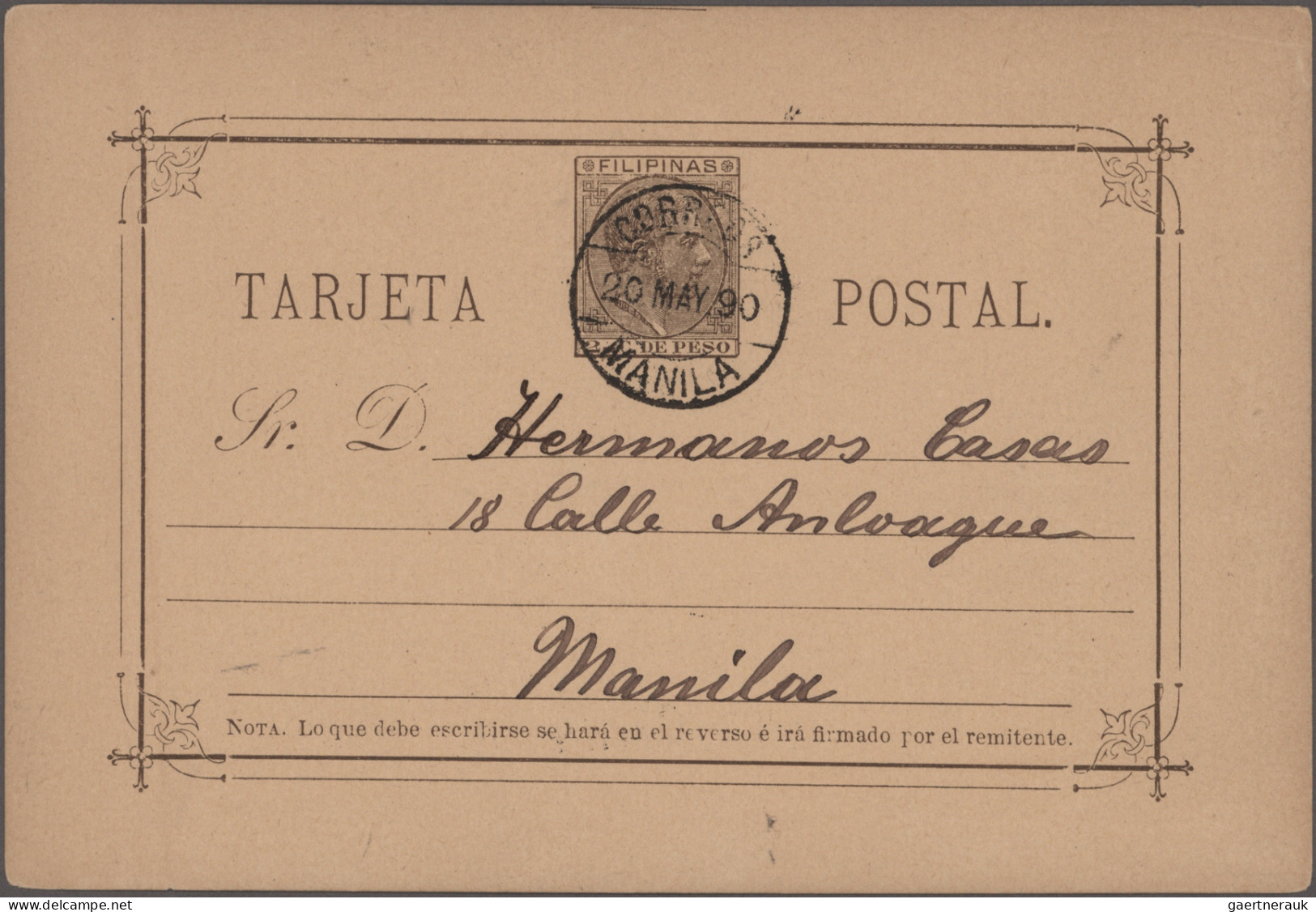 Philippines - Postal Stationery: 1889/1892 Two 1892 P/s Cards 3c. Used To German - Philippines