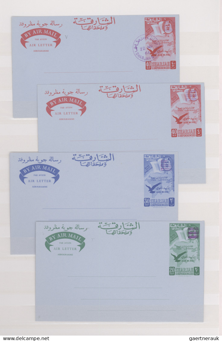 Sharjah: 1964/1966, Collection Of 20 Mainly Unused Air Letter Sheets, Thereof El - Sharjah