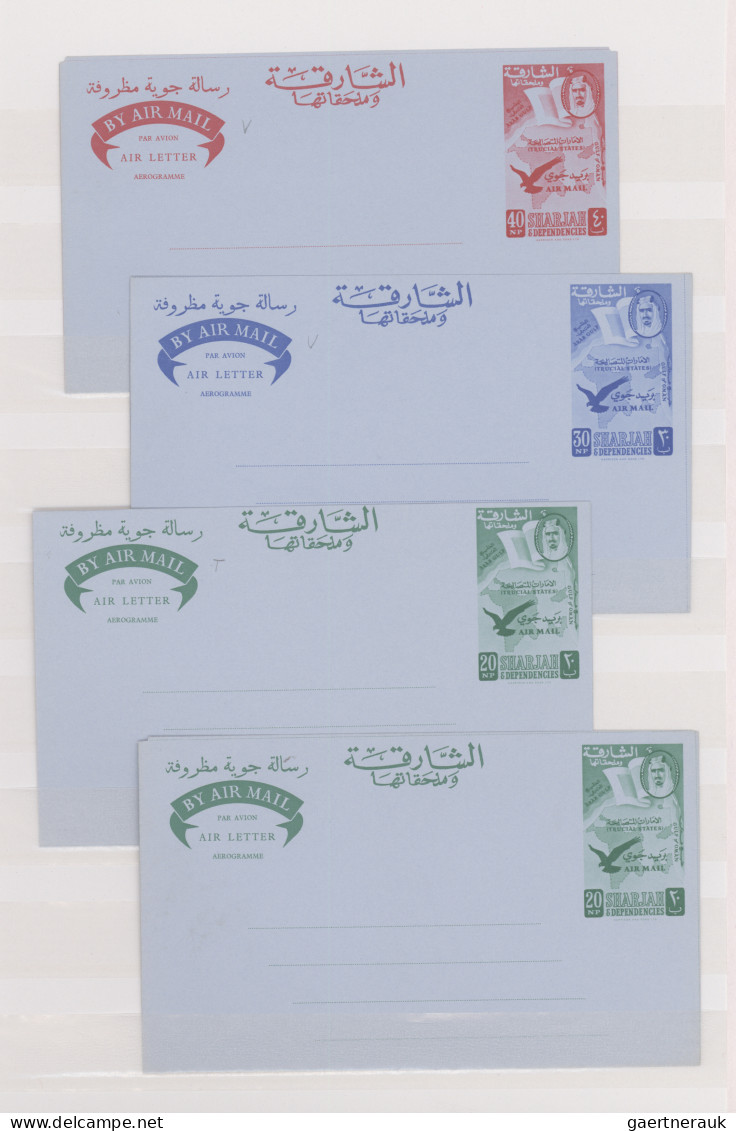 Sharjah: 1964/1966, Collection Of 20 Mainly Unused Air Letter Sheets, Thereof El - Sharjah