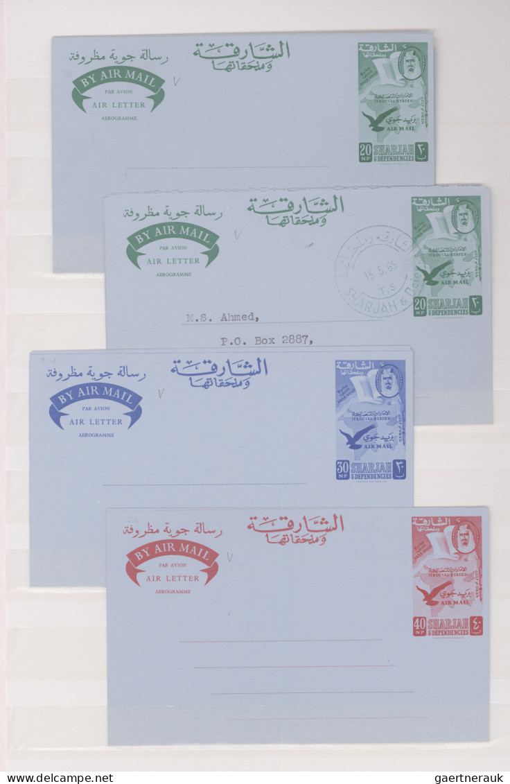 Sharjah: 1964/1966, Collection Of 20 Mainly Unused Air Letter Sheets, Thereof El - Sharjah