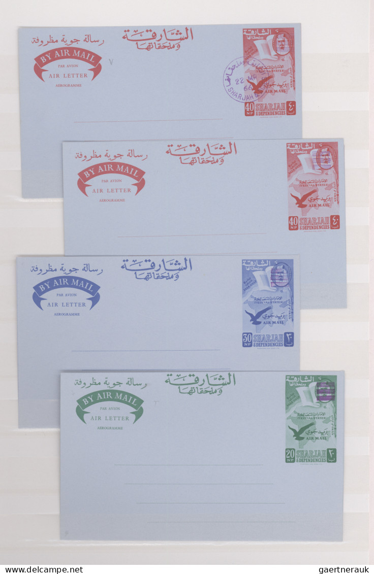 Sharjah: 1964/1966, Collection Of 20 Mainly Unused Air Letter Sheets, Thereof El - Sharjah