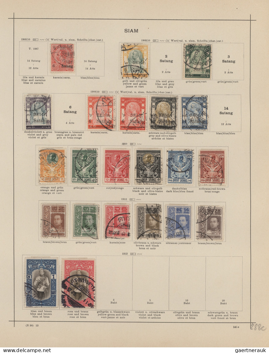 Thailand: 1883/1928, used and mint collection on Schaubek album pages, well fill