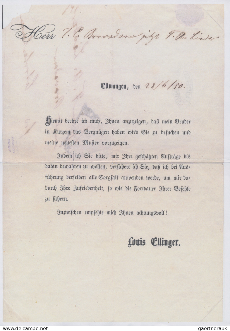 Bayern - Marken Und Briefe: 1849, 1 Kr. Grauschwarz, Platte 1, Entwertet Mit Hal - Sonstige & Ohne Zuordnung