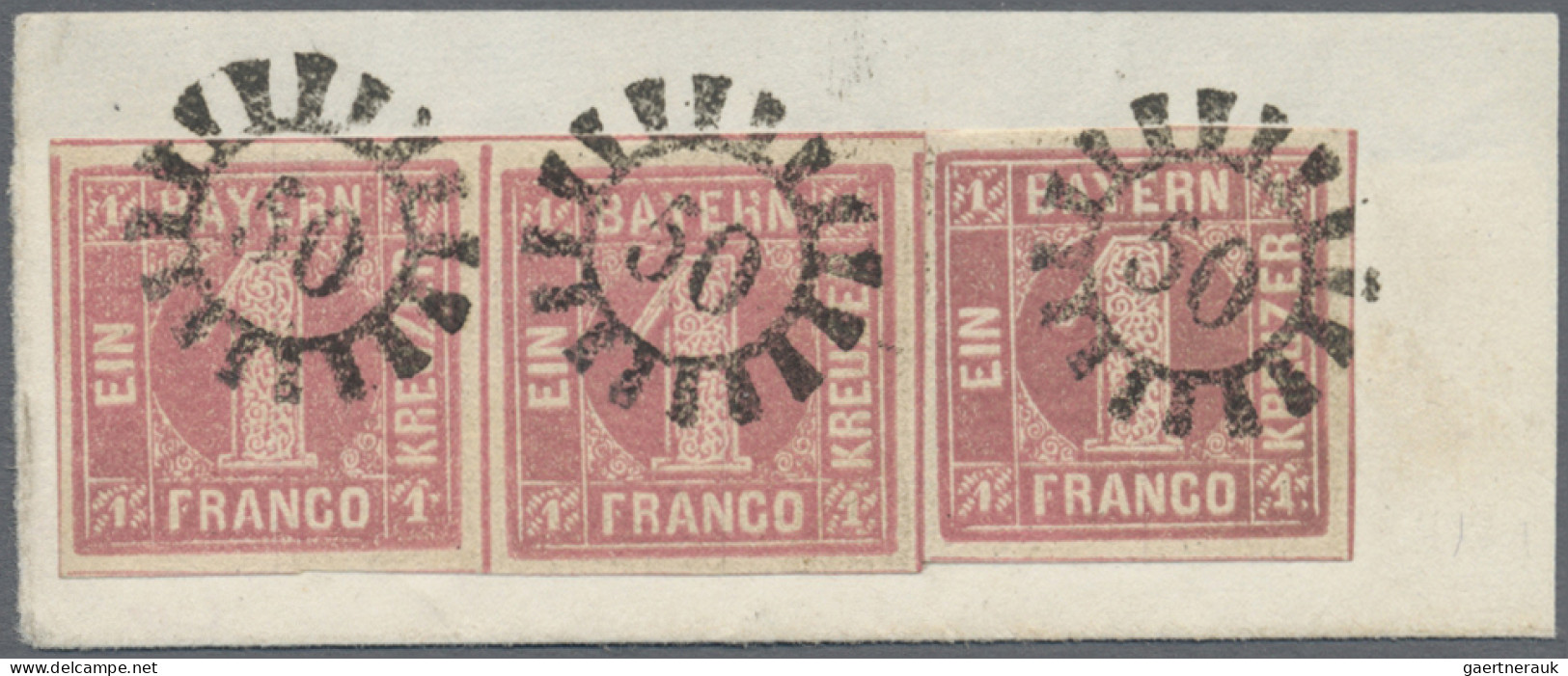Bayern - Marken Und Briefe: 1850 1 Kr. Hellrot, Waagerechtes Paar Und Einzelmark - Sonstige & Ohne Zuordnung
