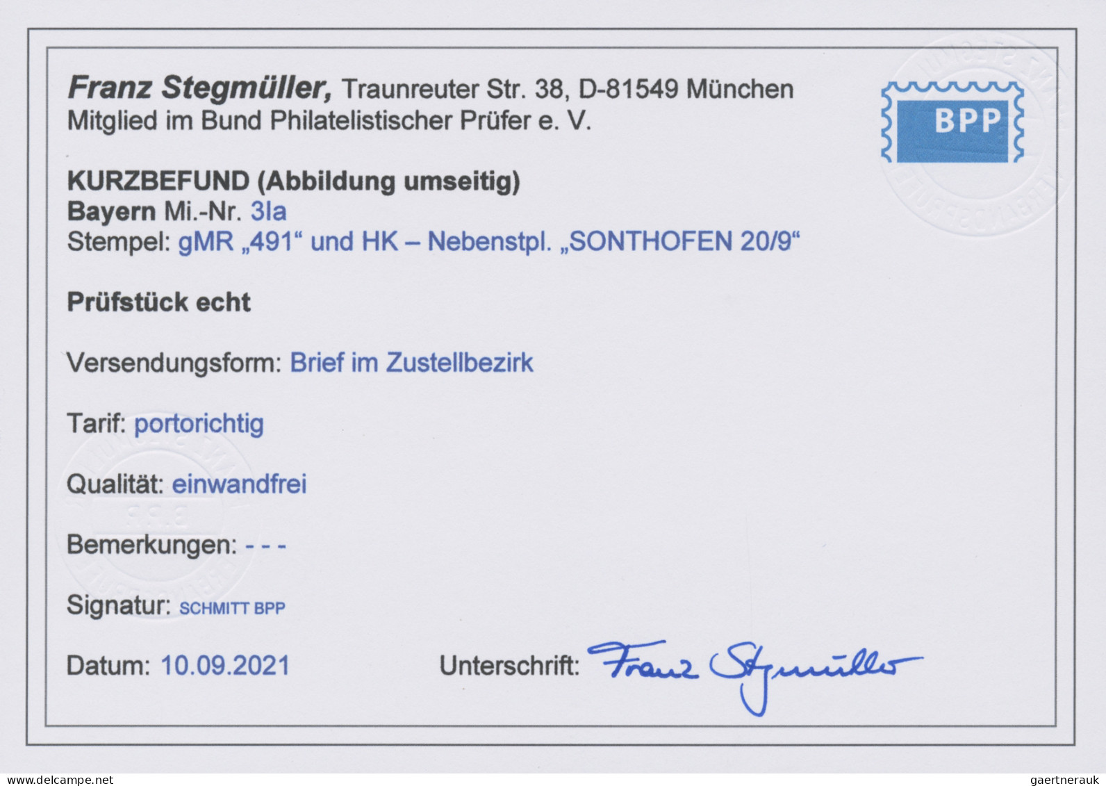 Bayern - Marken Und Briefe: 1850, 1 Kr. Hellrot, übergehend Entwertet Mit Geschl - Other & Unclassified