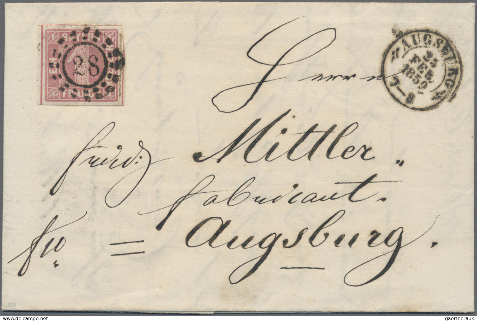 Bayern - Marken Und Briefe: 1850, 1 Kr. Hellrot, Entwertet Mit Offenem Mühlrad " - Other & Unclassified