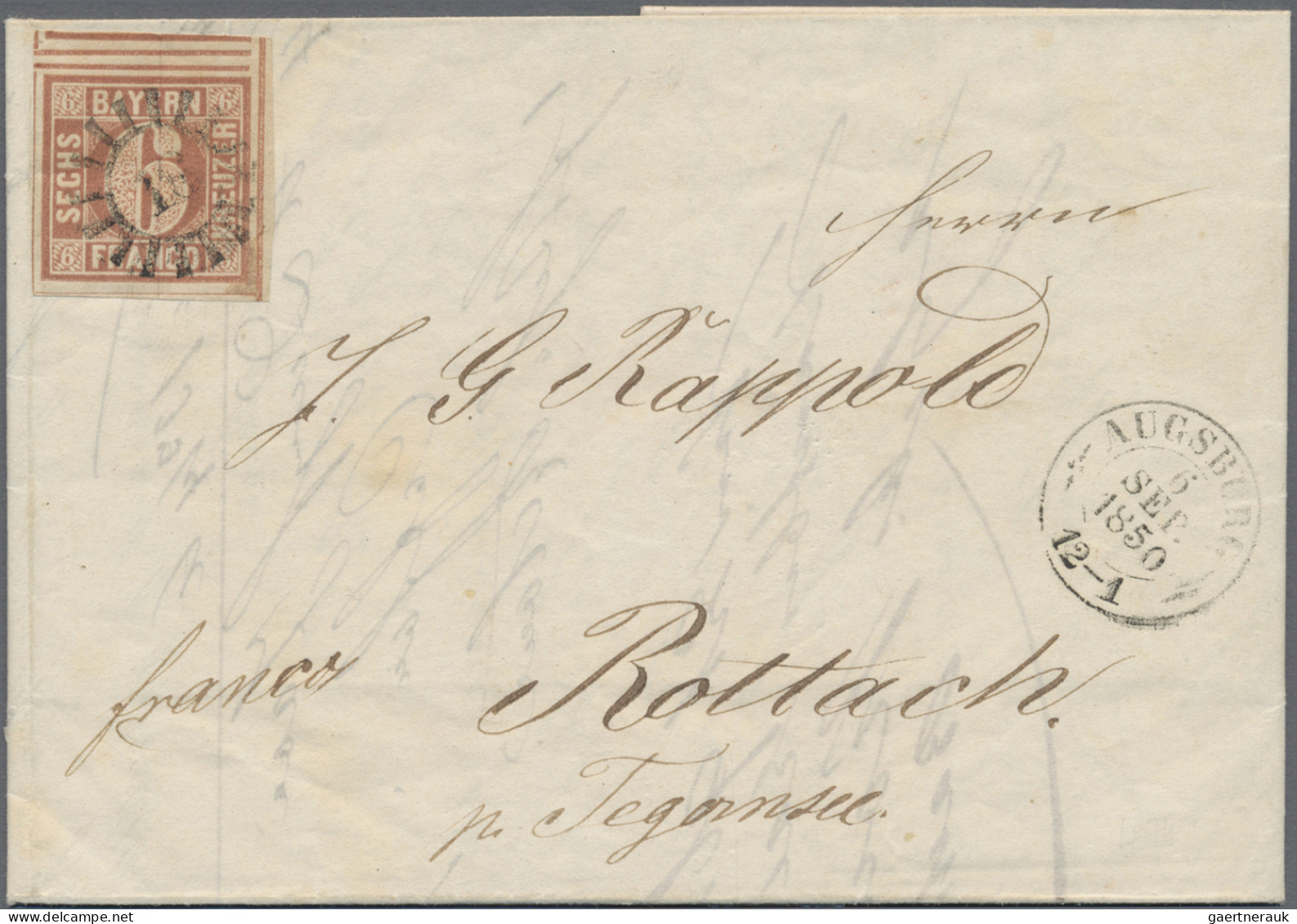 Bayern - Marken Und Briefe: 1849, 6 Kr. Braun, Typ I, Oben Mit Doppelten Trennun - Other & Unclassified