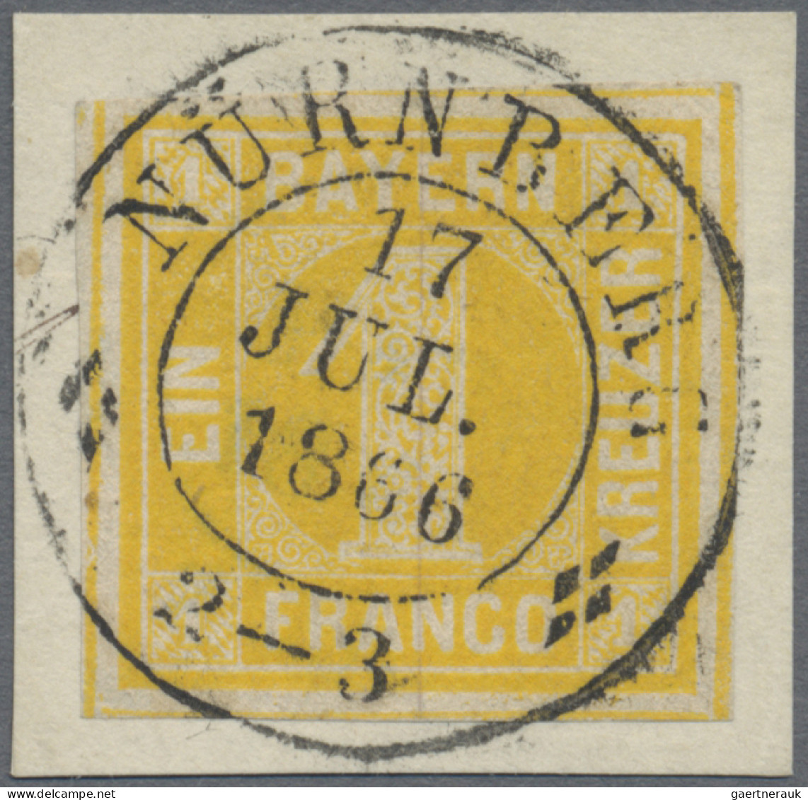 Bayern - Marken Und Briefe: 1862, 1 Kr. Gelb, Platte 2 (spitze Ecken), übergehen - Sonstige & Ohne Zuordnung