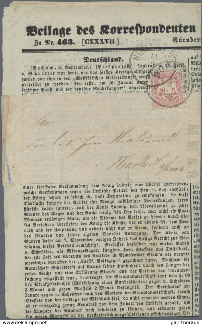 Bayern - Marken Und Briefe: 1870, 3 Kr. Karminrosa, Wasserzeichen 16 Mm Rauten, - Autres & Non Classés