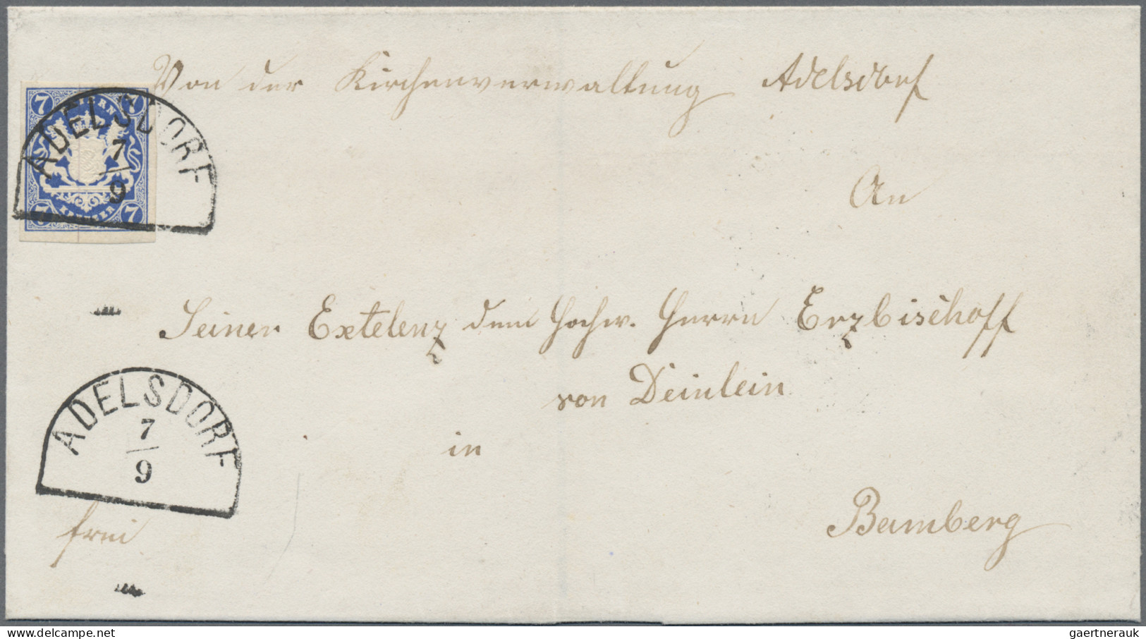 Bayern - Marken Und Briefe: 1868, Wappen 7 Kr. In Tiefer Preußischblauen Farbnua - Autres & Non Classés