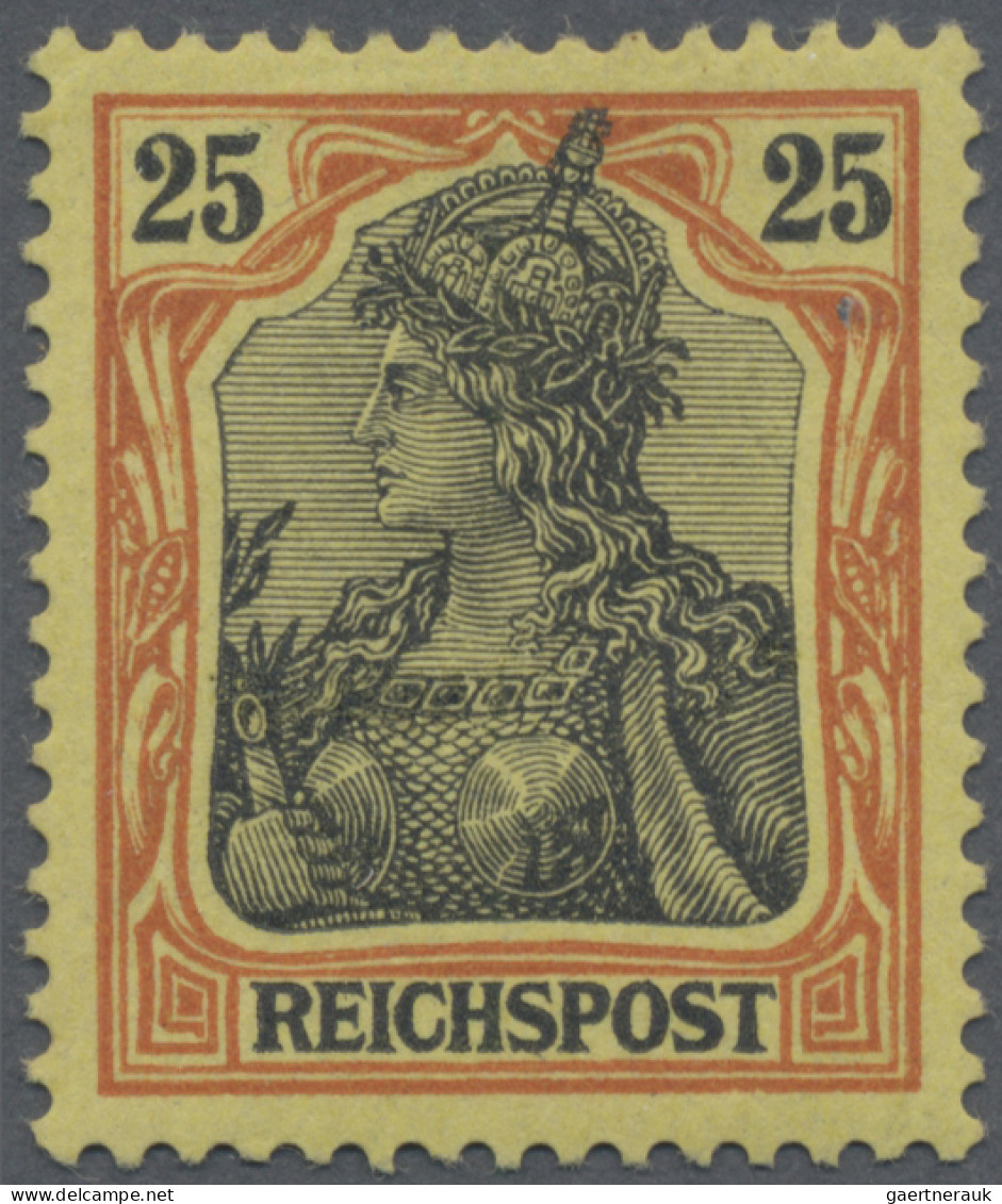 Deutsches Reich - Germania: 1900 25 (Pf.) Rötlichorange/gelbschwarz Auf Hellgelb - Ungebraucht