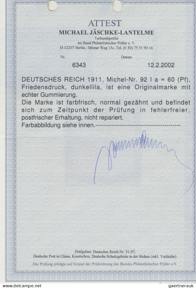 Deutsches Reich - Germania: 1905-13 Germania, kompletter Satz von 11 Werten (von