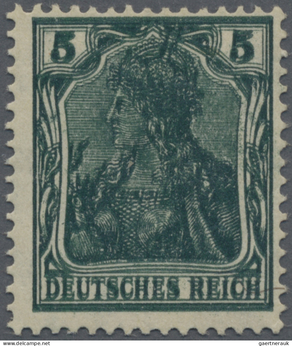 Deutsches Reich - Germania: 1915 Kriegsdruck 5 (Pf) Dunkelgrün Mit Komplettem DO - Neufs