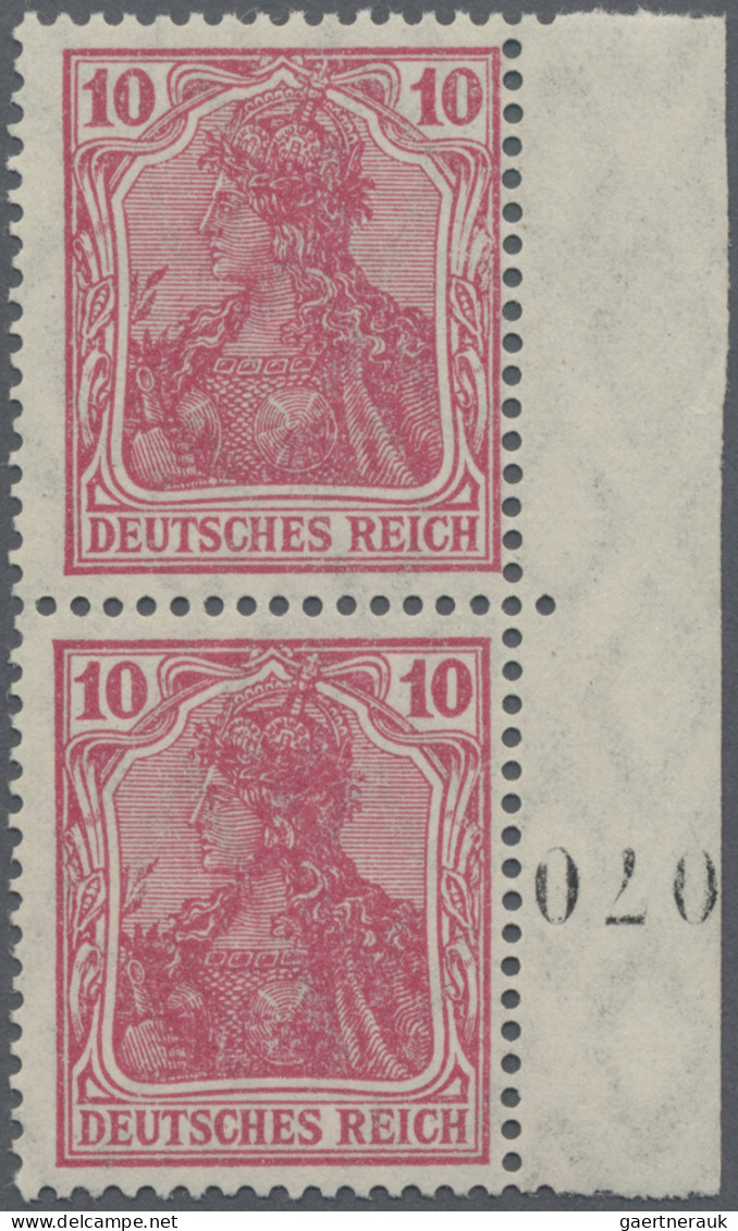 Deutsches Reich - Germania: 1915 Kriegsdruck 10 (Pf) Lebhaftrotkarmin Im Senkrec - Nuevos