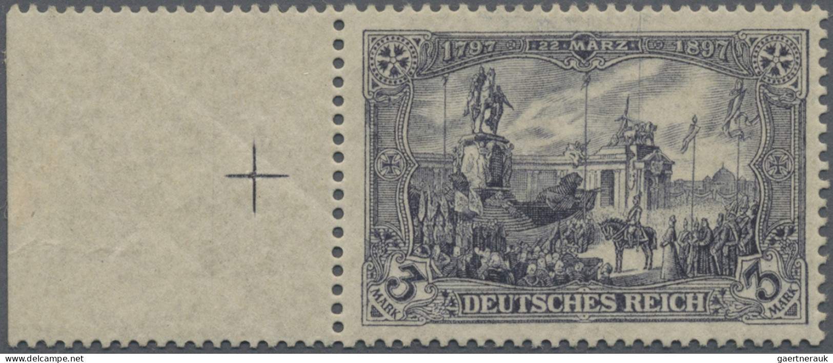 Deutsches Reich - Germania: 1918 Kriegsdruck 3 M. Schiefergrau Auf Papier Mit Wa - Unused Stamps