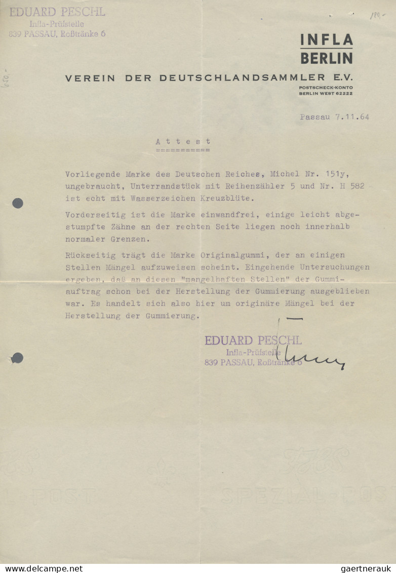 Deutsches Reich - Germania: 1920 1¼ M. Auf Papier Mit Wasserzeichen "Kreuzblüten - Ongebruikt