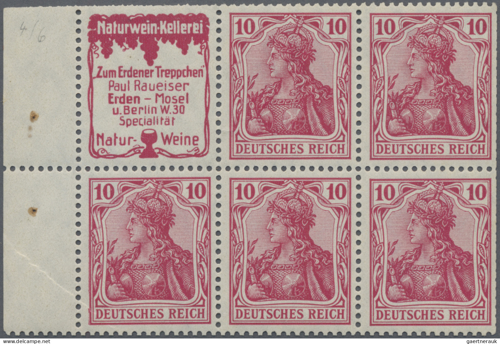 Deutsches Reich - Markenheftchenblätter: 1911 Heftchenblatt Mit Reklame "Naturwe - Postzegelboekjes