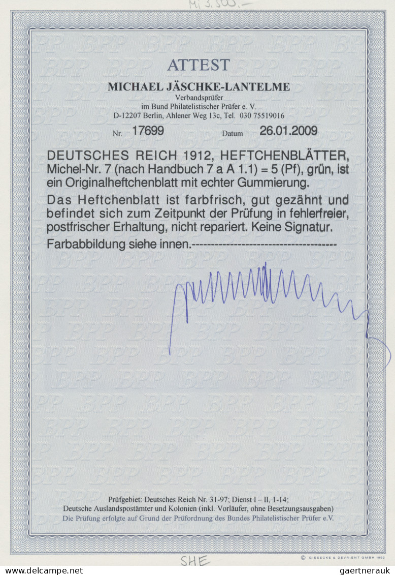 Deutsches Reich - Markenheftchenblätter: 1912 Heftchenblatt Mit Zwei Germania 5 - Postzegelboekjes