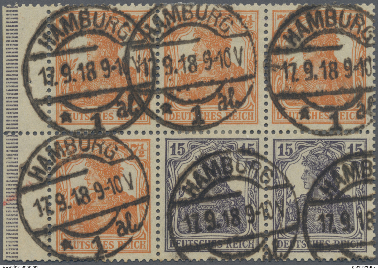 Deutsches Reich - Markenheftchenblätter: 1917/18 Germania-Heftchenblatt Mit 4x 7 - Cuadernillos