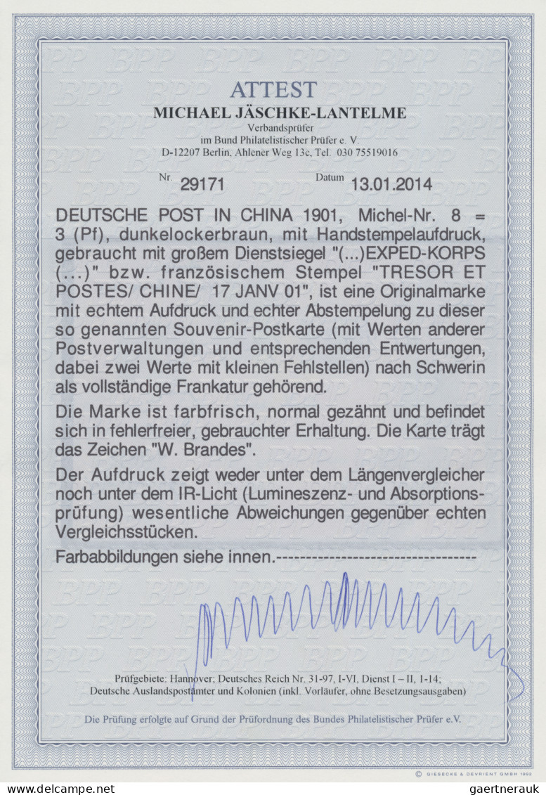 Deutsche Post In China: 1901 Germania 3 (Pf) Dunkelockerbraun Mit Handstempelauf - Chine (bureaux)