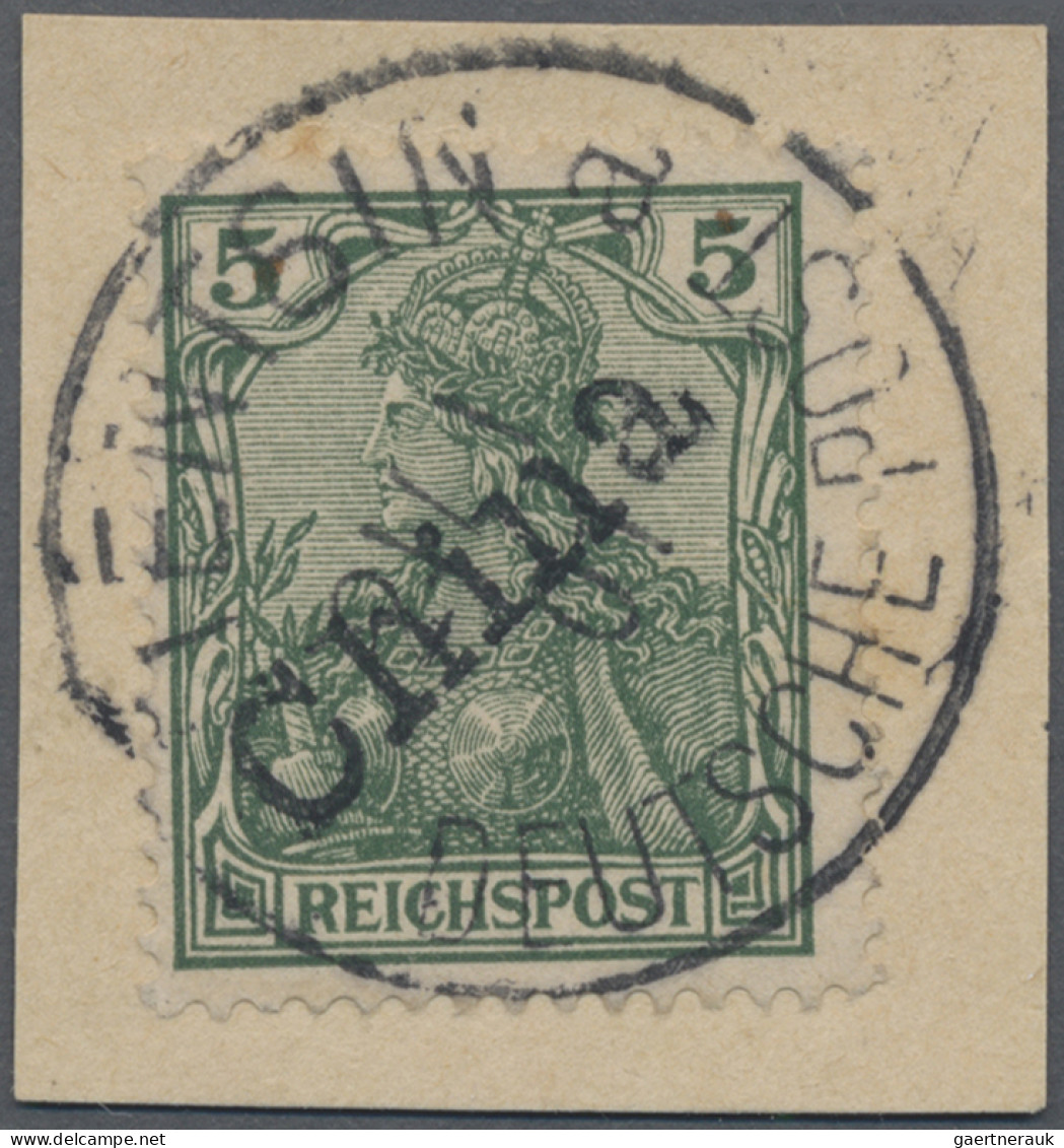 Deutsche Post In China: 1901 5 (Pf) (dunkel)grün Mit Handstempelaufdruck "China" - Chine (bureaux)