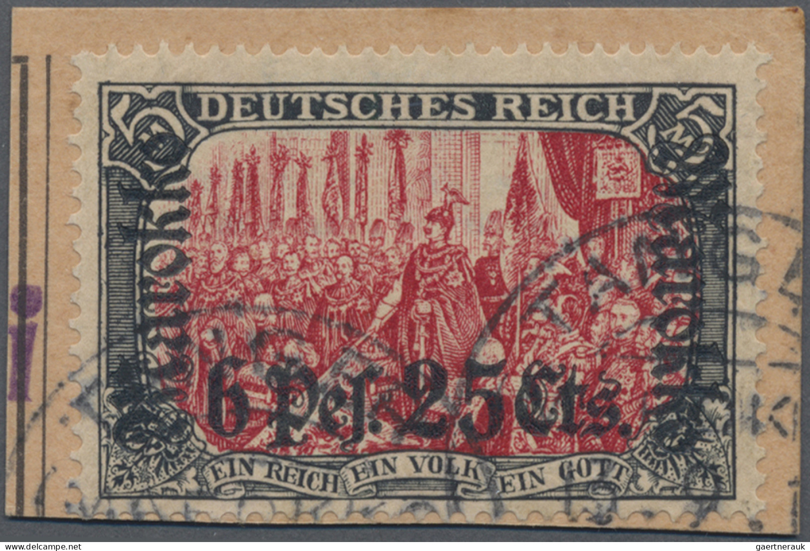 Deutsche Post In Marokko: 1911 "Ministerdruck" Der "6 Pes. 25 Cts." Auf 5 M. Sch - Maroc (bureaux)