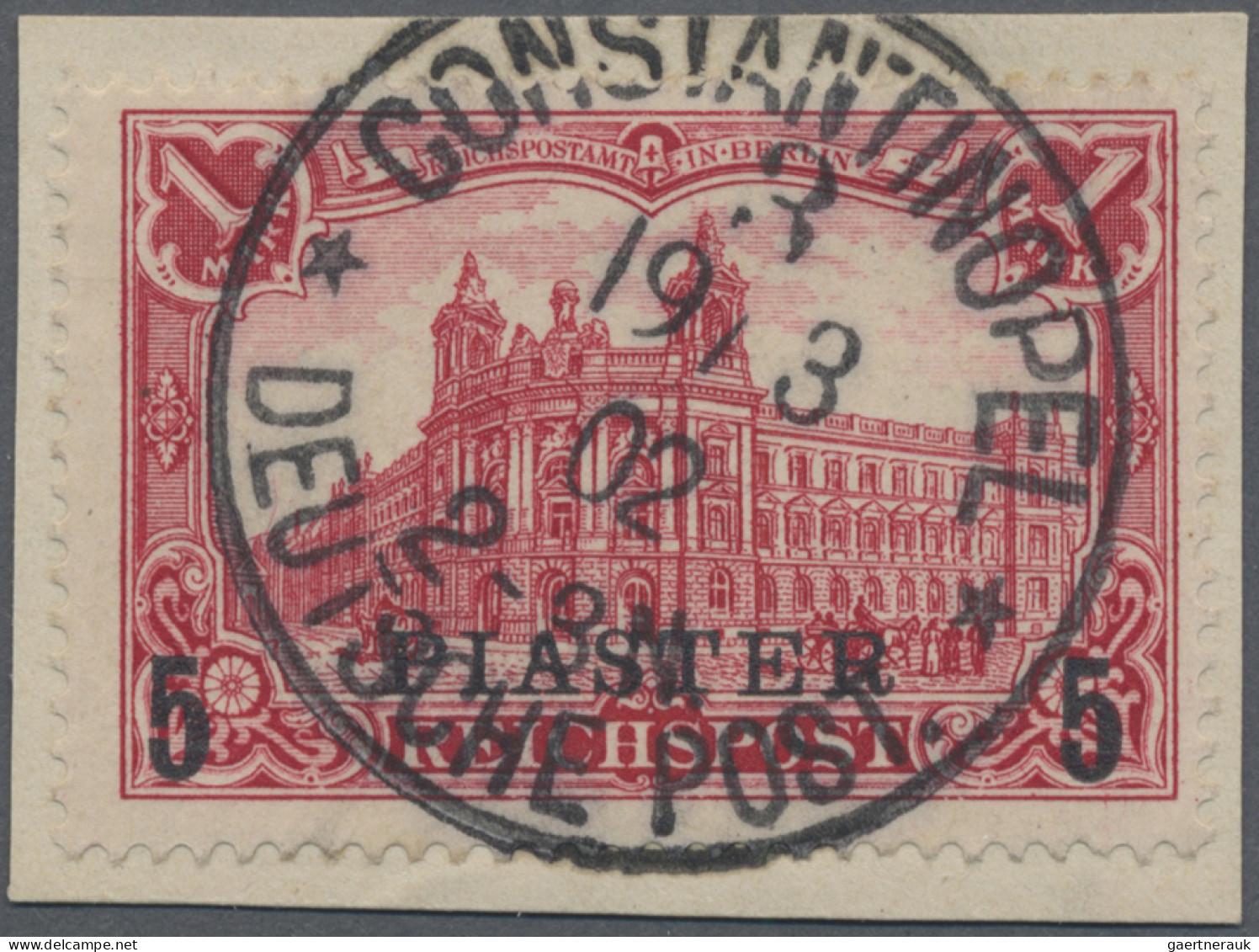 Deutsche Post In Der Türkei: 1900 5 PIA Auf 1 M. (dunkel)rot Mit Aufdruck In Typ - Turquie (bureaux)