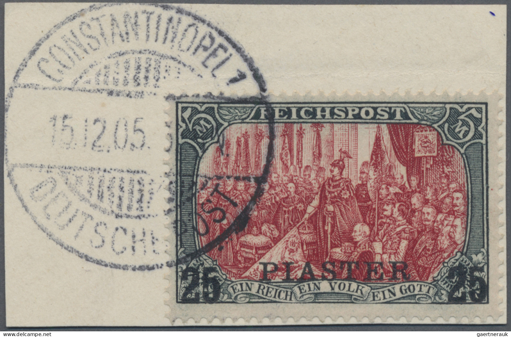 Deutsche Post In Der Türkei: 1900 25 PIA Auf 5 M. Grünschwarz/bräunlichkarmin Mi - Turkey (offices)