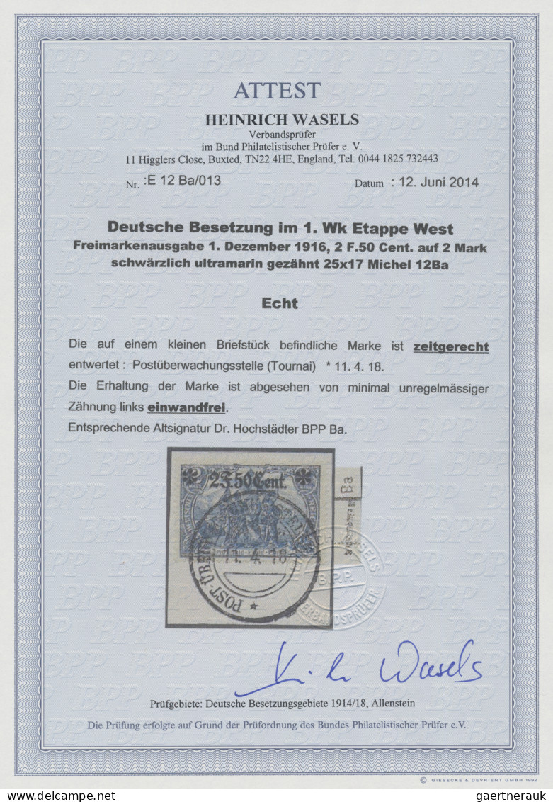 Deutsche Besetzung I. WK: Etappengebiet West: 1916 "2 F 50 C" Auf 2 M. Schwärzli - Occupation 1914-18