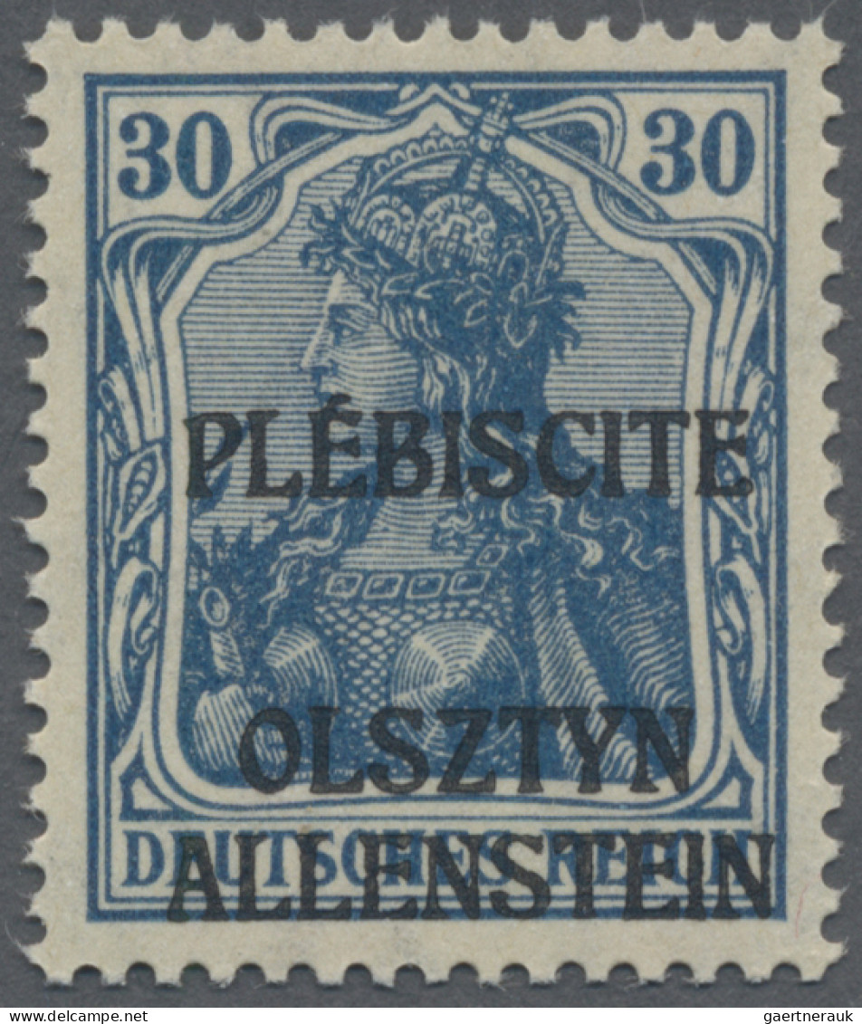 Deutsche Abstimmungsgebiete: Allenstein: 1920 Satz Der Sechs Unverausgabten Mark - Sonstige & Ohne Zuordnung